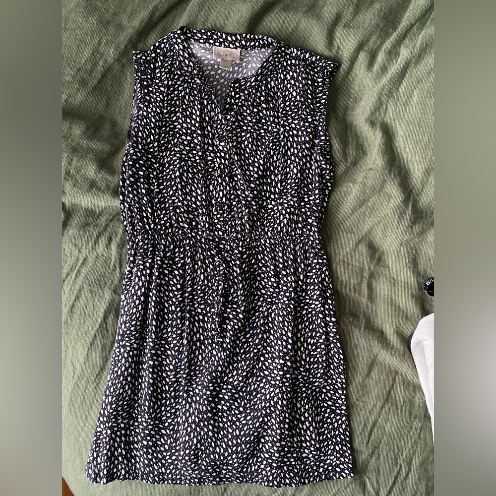 LOFT Black and White Sleeveless Dress